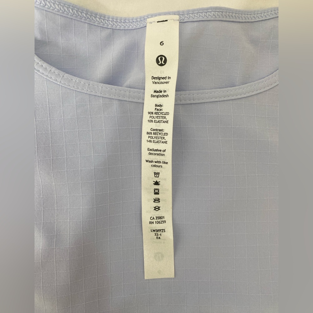 Lululemon Light Breathable Wicking Fabric Active Top In Lilac, Size M